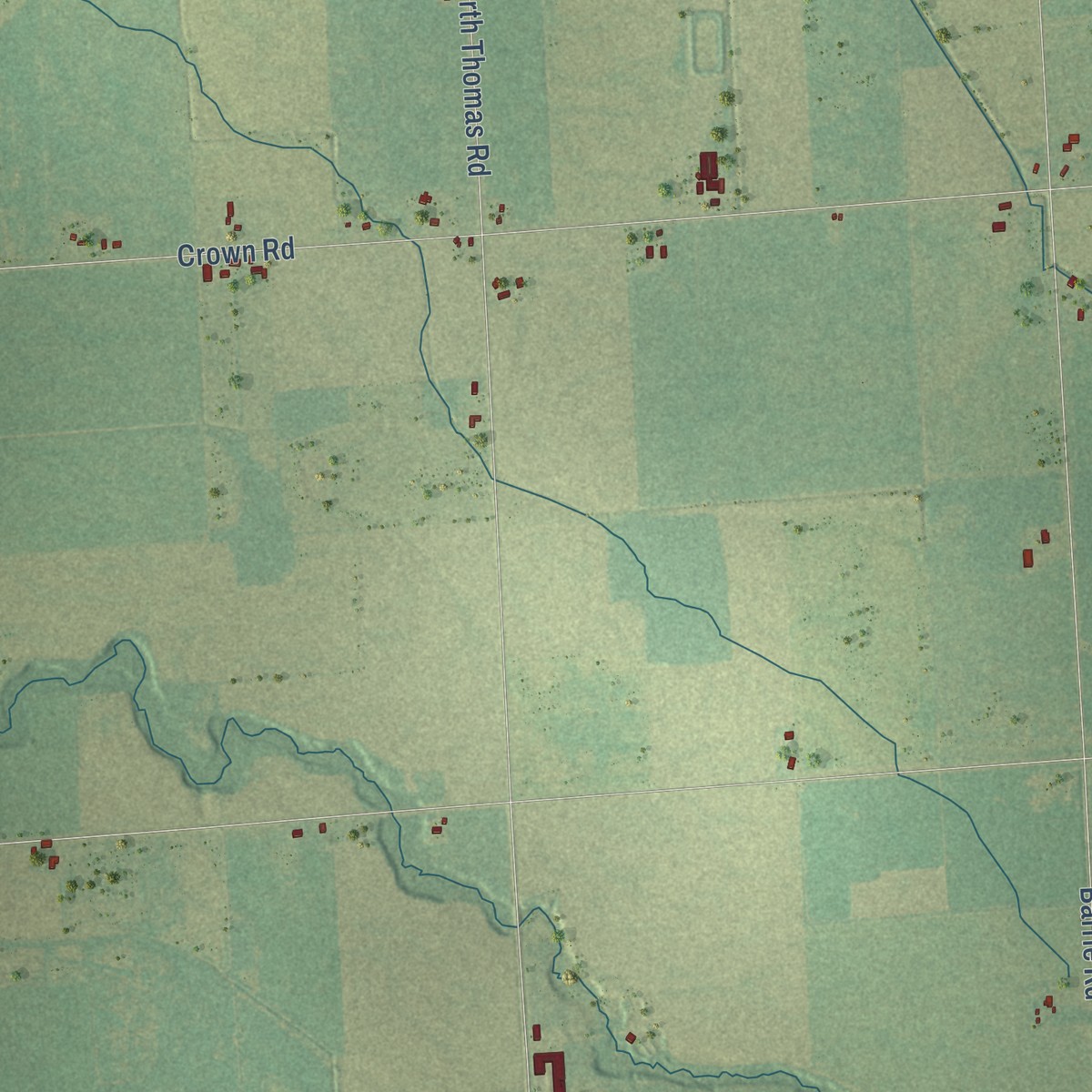 Second close-up of the map of Meade, Huron County, Michigan print showing more streets and buildings
