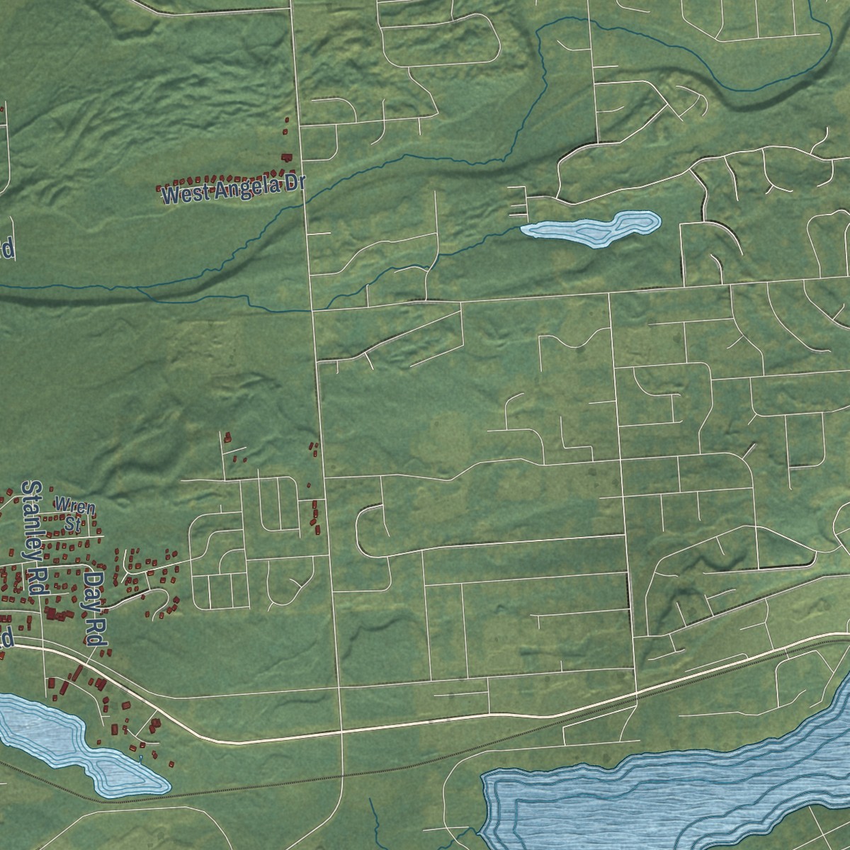 Second close-up of the map of Meadow Lakes, Alaska print showing more streets and buildings