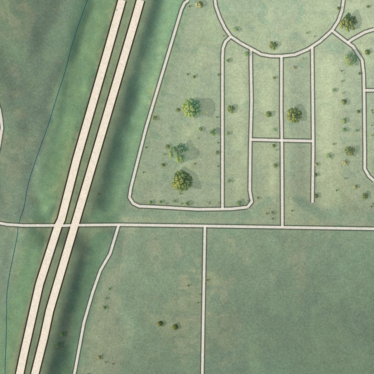 Second close-up of the map of Meadowbrook Forest, Georgia print showing more streets and buildings