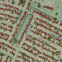 Second close-up of the map of Meadows Place, Texas print showing more streets and buildings