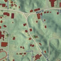 Second close-up of the map of Meadville, Mississippi print showing more streets and buildings