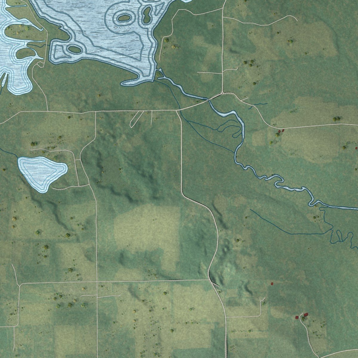 Second close-up of the map of Mecan, Wisconsin print showing more streets and buildings