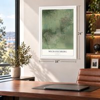 Mechanicsburg, Illinois map, 18 x 24 inch print in a white frame in a home office