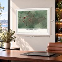 Mechanicsburg, Pennsylvania map, 18 x 24 inch print in a white frame in a home office