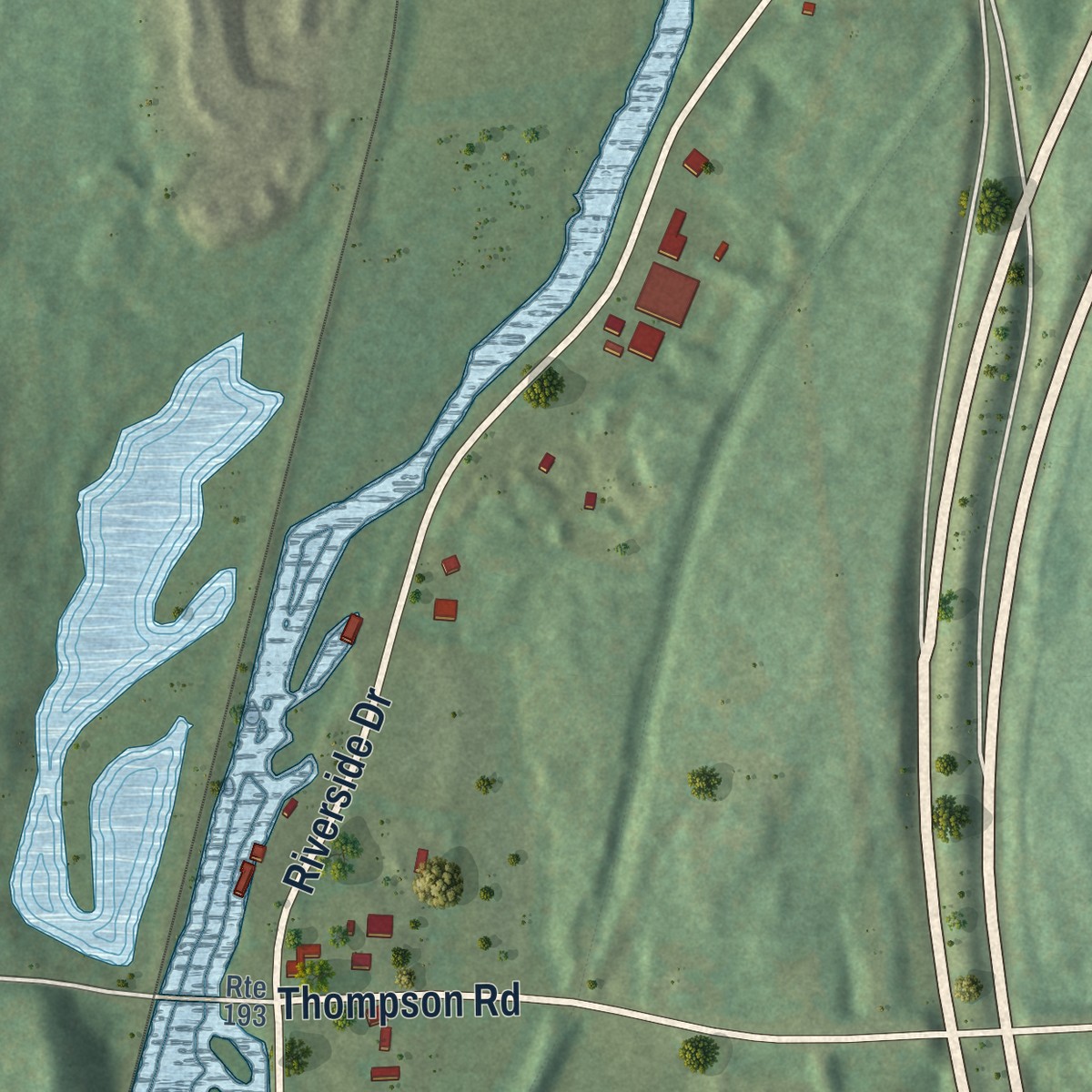 Second close-up of the map of Mechanicsville, Connecticut print showing more streets and buildings