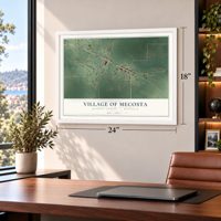 Mecosta, Michigan map, 18 x 24 inch print in a white frame in a home office