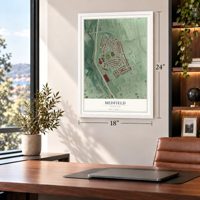 Medfield, Maryland map, 18 x 24 inch print in a white frame in a home office
