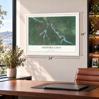 Medford Lakes, New Jersey map, 18 x 24 inch print in a white frame in a home office