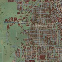 Second close-up of the map of Medford, Oregon print showing more streets and buildings