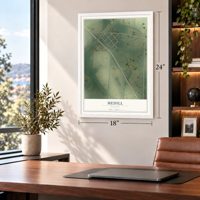 Medill, Missouri map, 18 x 24 inch print in a white frame in a home office