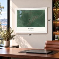 Medway, Ohio map, 18 x 24 inch print in a white frame in a home office