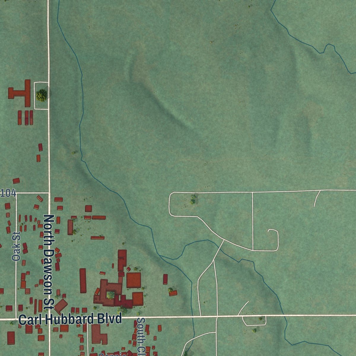 Second close-up of the map of Meeker, Oklahoma print showing more streets and buildings