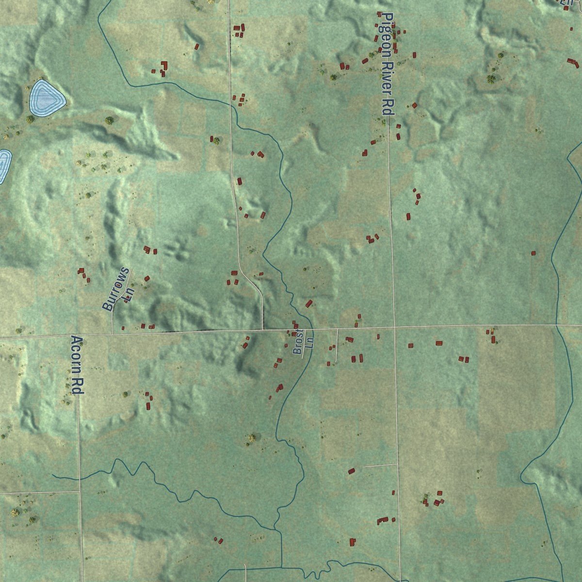 Second close-up of the map of Meeme, Wisconsin print showing more streets and buildings
