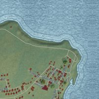 Second close-up of the map of Mekoryuk, Alaska print showing more streets and buildings