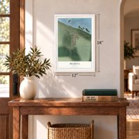 Melbeta, Nebraska map, 12 x 18 inch print in a white frame in an entryway