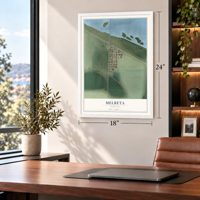 Melbeta, Nebraska map, 18 x 24 inch print in a white frame in a home office