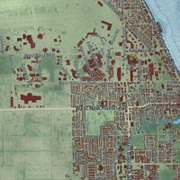 Second close-up of the map of Melbourne, Florida print showing more streets and buildings