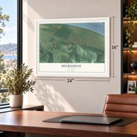 Melbourne, Kentucky map, 18 x 24 inch print in a white frame in a home office