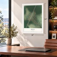 Melfa, Virginia map, 18 x 24 inch print in a white frame in a home office