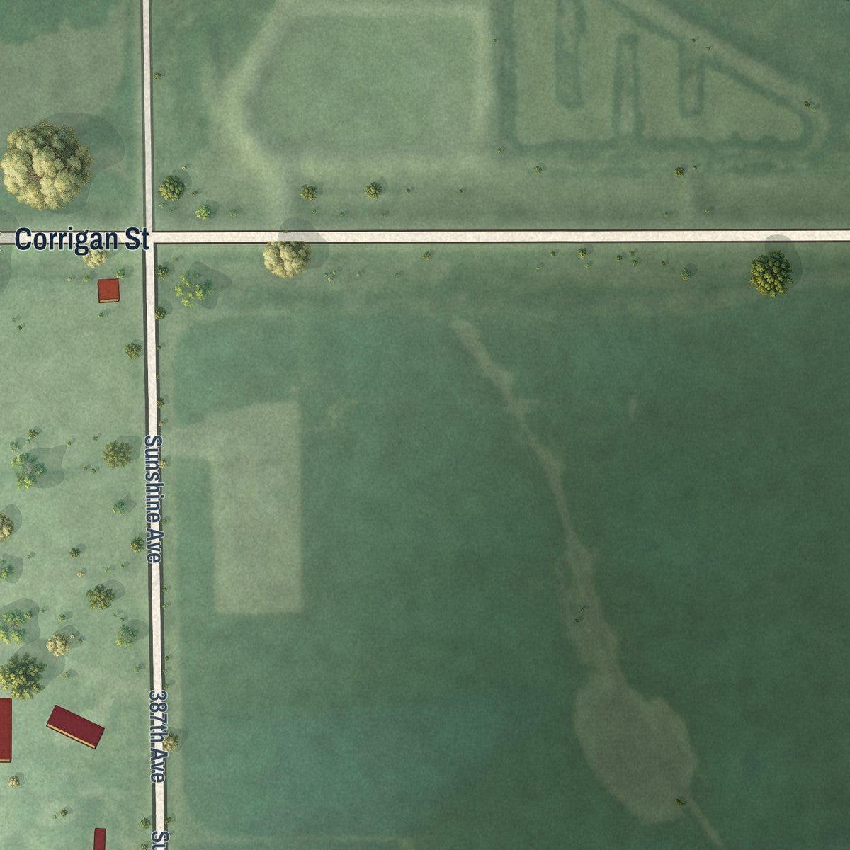 Second close-up of the map of Mellette, South Dakota print showing more streets and buildings