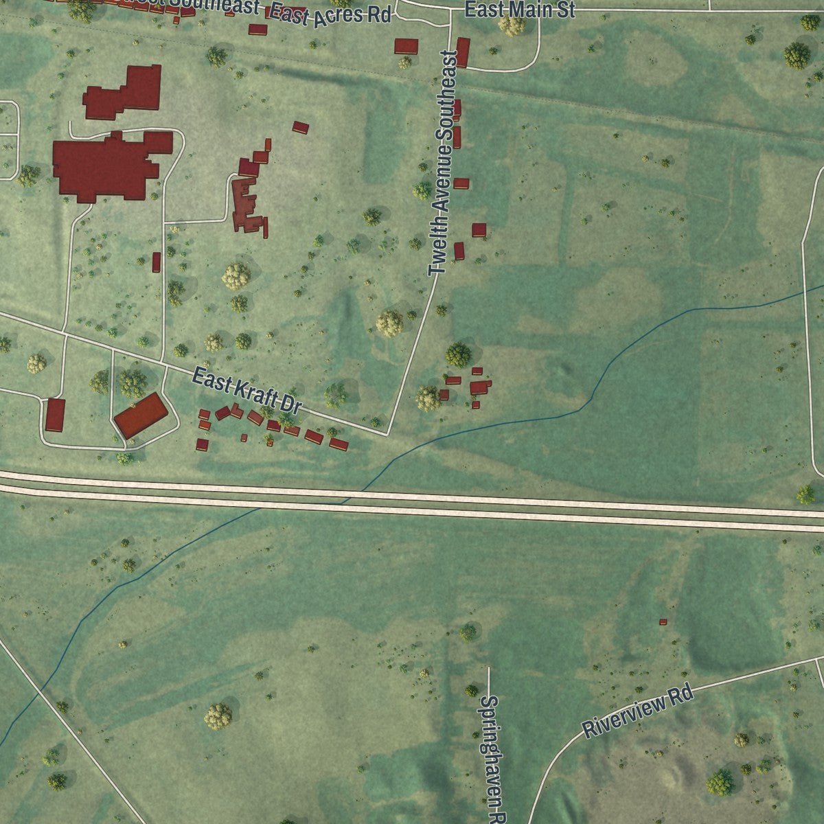Second close-up of the map of Melrose, Minnesota print showing more streets and buildings
