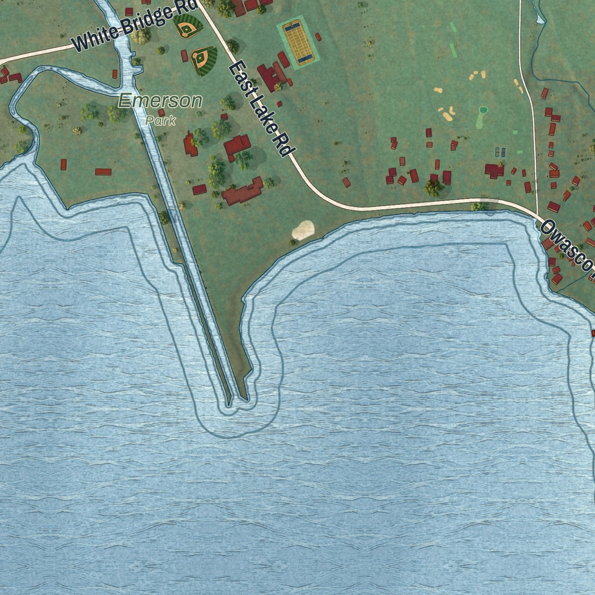 Second close-up of the map of Melrose Park, New York print showing more streets and buildings
