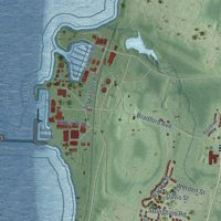 Second close-up of the map of Melville, Rhode Island print showing more streets and buildings