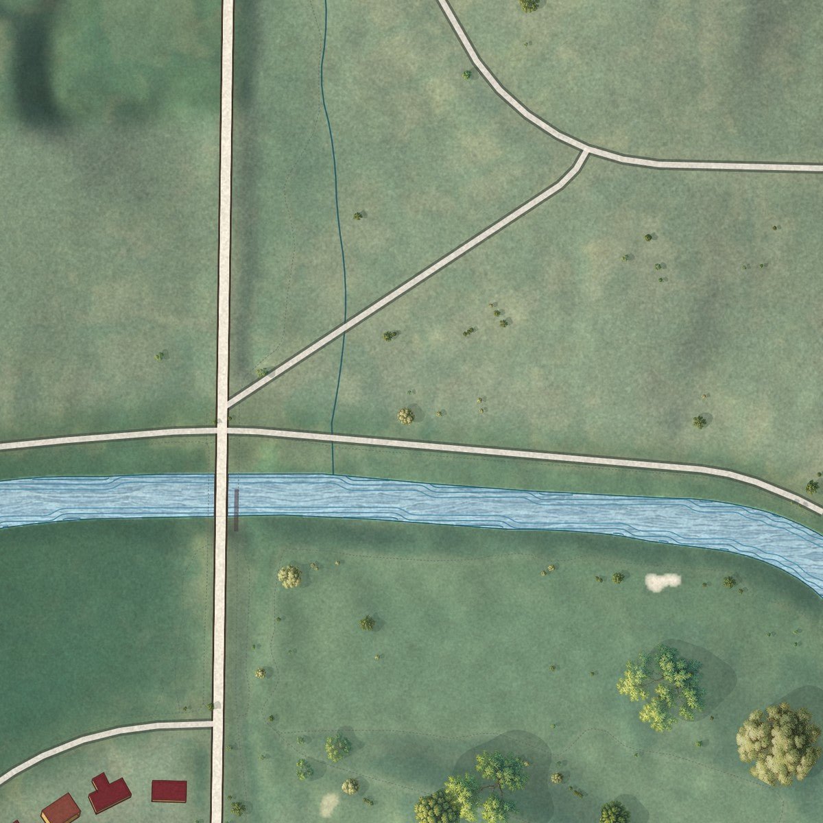 Second close-up of the map of Memorial Park, Georgia print showing more streets and buildings
