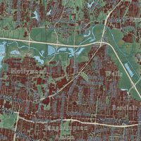 Second close-up of the map of Memphis, Tennessee print showing more streets and buildings