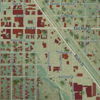 Second close-up of the map of Memphis, Texas print showing more streets and buildings