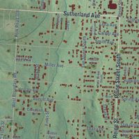 Second close-up of the map of Mena, Arkansas print showing more streets and buildings