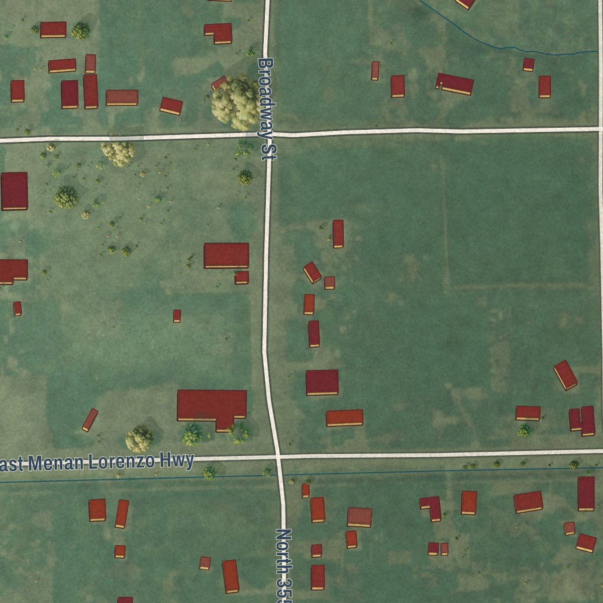 Second close-up of the map of Menan, Idaho print showing more streets and buildings