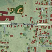 Second close-up of the map of Mendon, Illinois print showing more streets and buildings