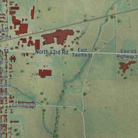 Second close-up of the map of Mendota, Illinois print showing more streets and buildings