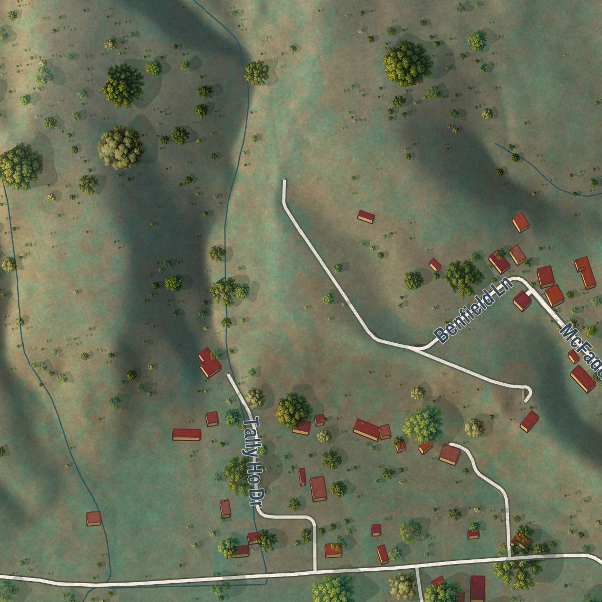 Second close-up of the map of Mendota, Virginia print showing more streets and buildings