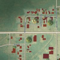 Second close-up of the map of Meno, Oklahoma print showing more streets and buildings