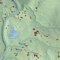 Second close-up of the map of Mentone, Alabama print showing more streets and buildings