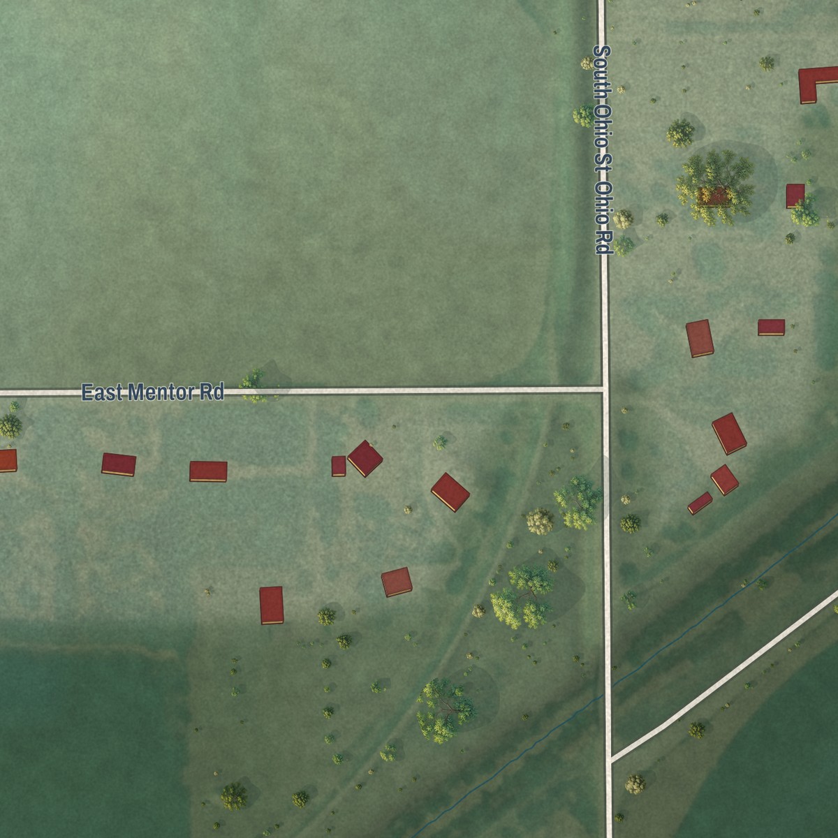 Second close-up of the map of Mentor, Kansas print showing more streets and buildings