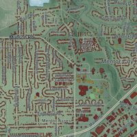 Second close-up of the map of Mentor, Ohio print showing more streets and buildings