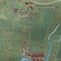 Second close-up of the map of Mercedes, Texas print showing more streets and buildings