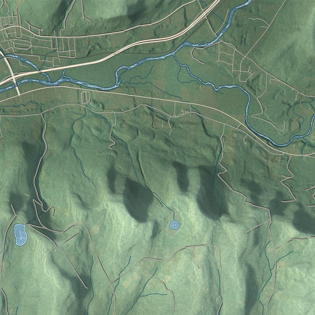 Second close-up of the map of Meredith, New York print showing more streets and buildings