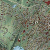 Second close-up of the map of Meriden, Connecticut print showing more streets and buildings