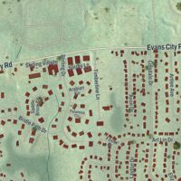Second close-up of the map of Meridian, Pennsylvania print showing more streets and buildings