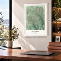 Meridian, Pennsylvania map, 18 x 24 inch print in a white frame in a home office