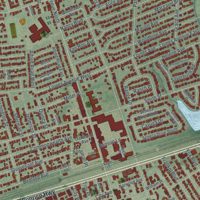Second close-up of the map of Merrick, New York print showing more streets and buildings