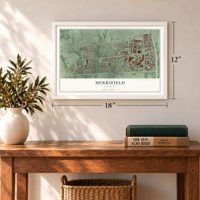 Merrifield, Virginia map, 12 x 18 inch print in a white frame in an entryway