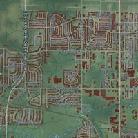 Second close-up of the map of Merrillville, Indiana print showing more streets and buildings