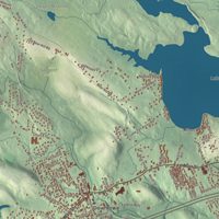 Close-up of the map of Merrimac, Massachusetts print showing terrain and local geography