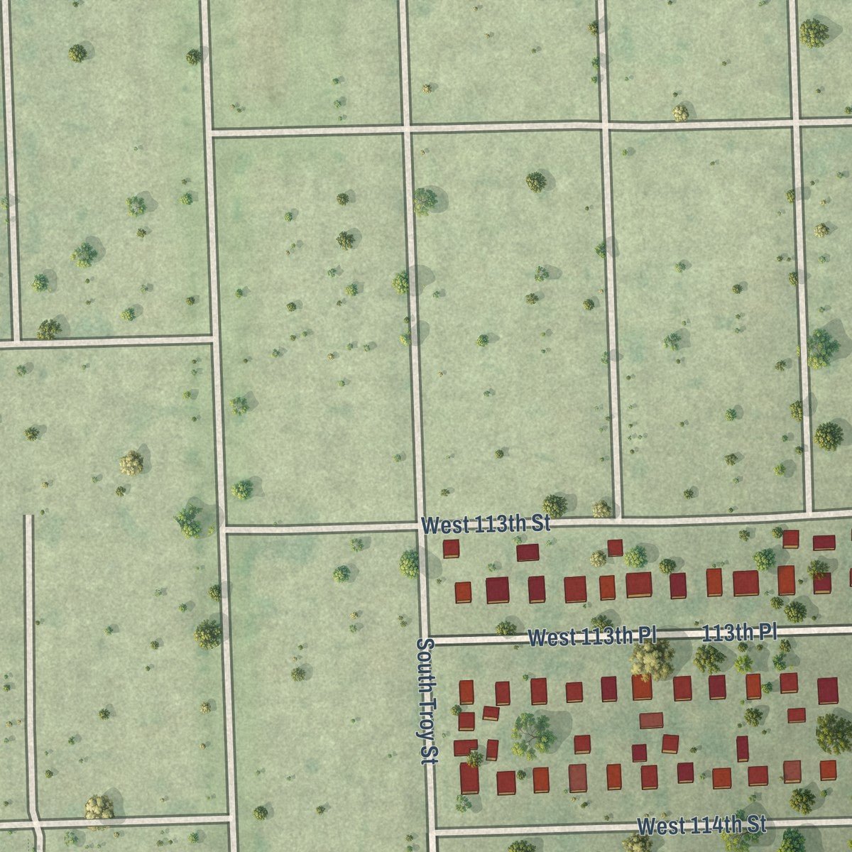 Second close-up of the map of Merrionette Park, Illinois print showing more streets and buildings
