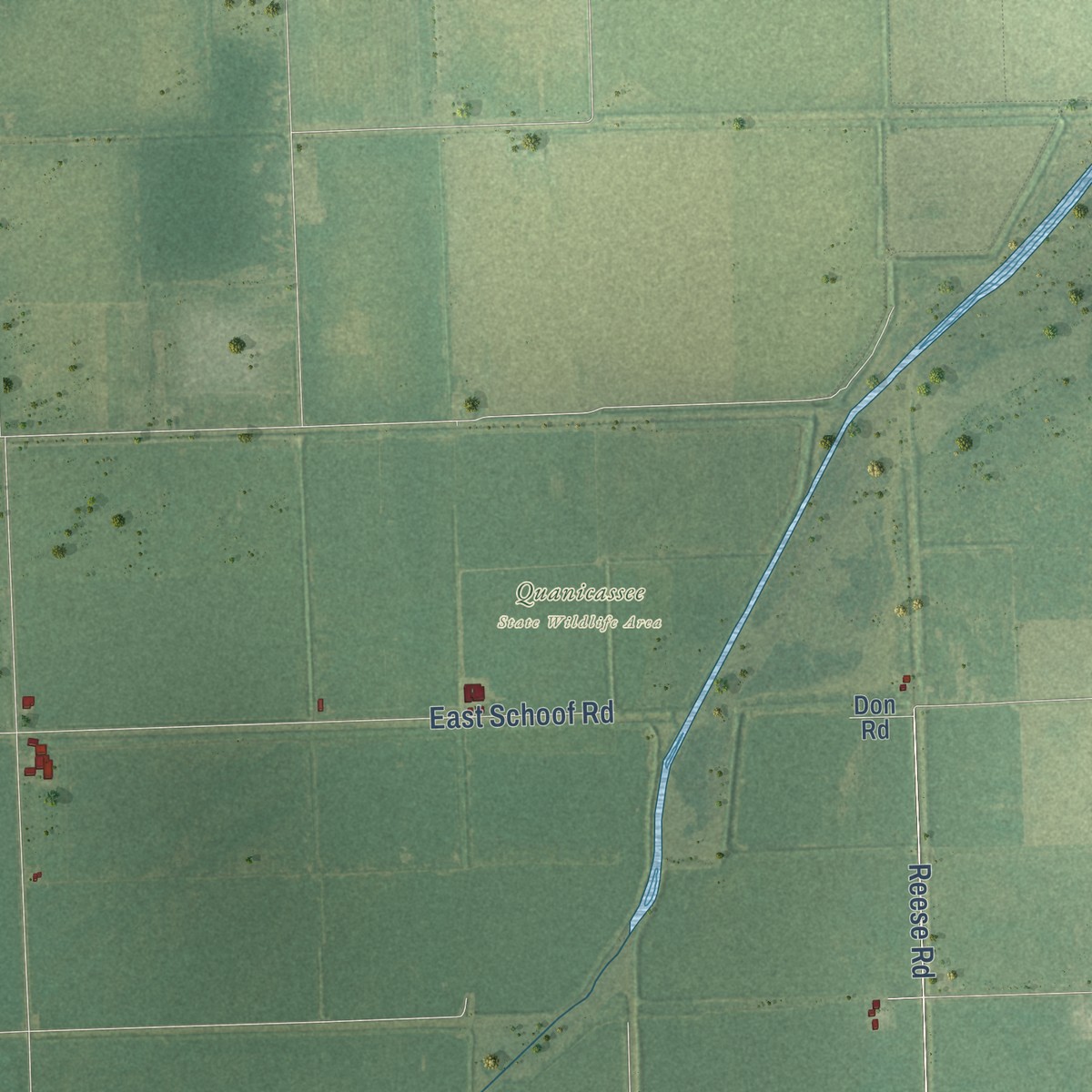 Second close-up of the map of Merritt, Michigan print showing more streets and buildings